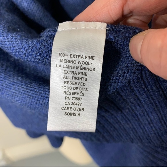 NWT Raffi Blue Hooded Cardigan Sweater Extra Fine Merino Wool Relax Minimalist S - Picture 12 of 14